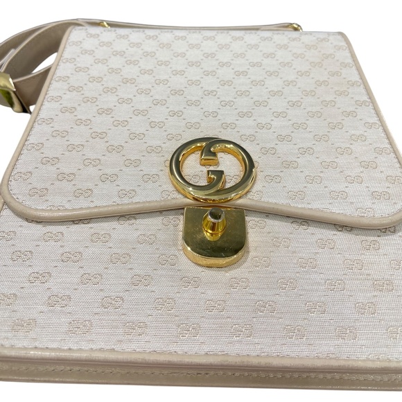 Gucci Shoulder Bag w/ COA | Authentic Gucci Handbag Gold Hardware Ivory Micro GG - Picture 14 of 16